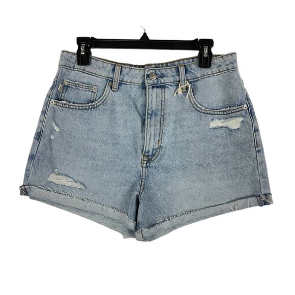 Lovers + Friends Pants - Lovers + Friends shorts light blue Jamie denim high rise cuffed